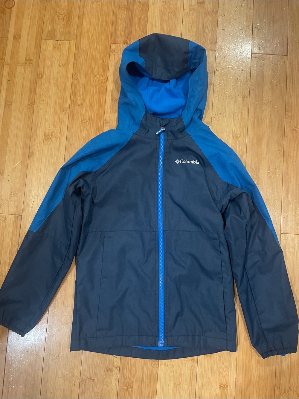 Columbia Kids Navy Blue Warm fleece lined hooded Rain Jacket Size M 10 12